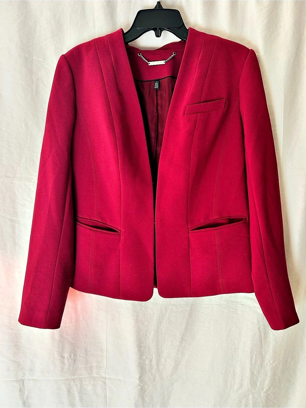 White House Black Market Fitted Blazer Collarless Size 14